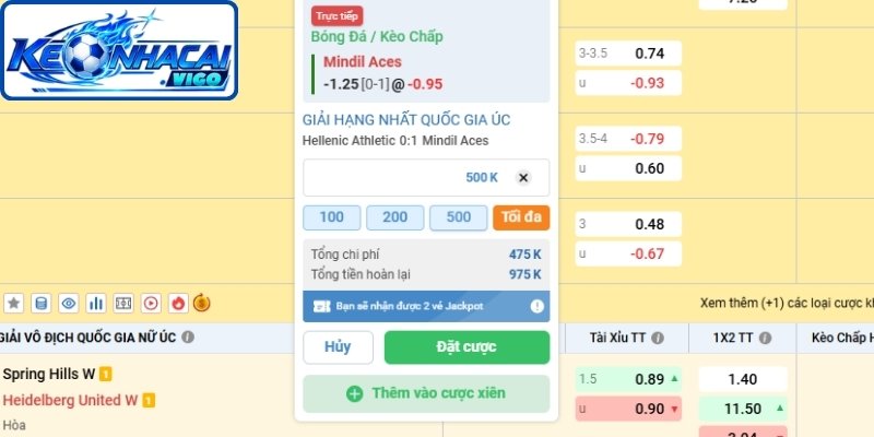 Phương thức tính tiền kèo chấp 1.25 